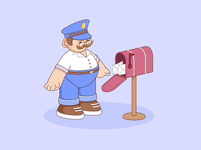 Postman 3d cartoon character characterdesign illustration postman