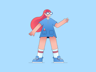 Girl 2d cartoon character characterdesign design flat girl illusrator illustration vector