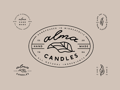 Alma Candles Brand Refresh badge design brand identity branding graphic design logo design typography