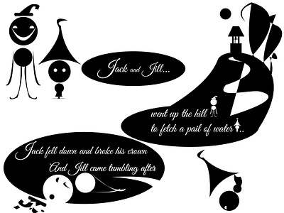 Jack And Jill black and white cartoon jack and jill nursery rhyme story went up the hill