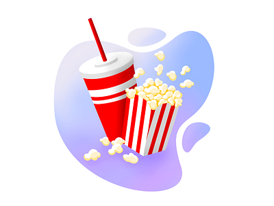 Flat Illustration cinema coke flat popcorn