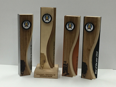 Craft Brewers Awards 3d print awards cnc laser engrave spraypaint wood