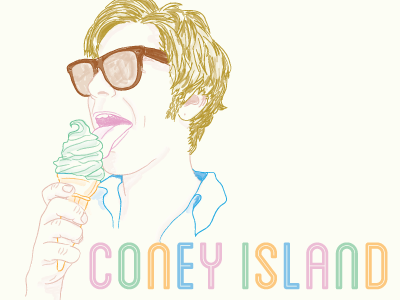Coney Island Portrait drawing ice cream illustration pastel portrait summer vector