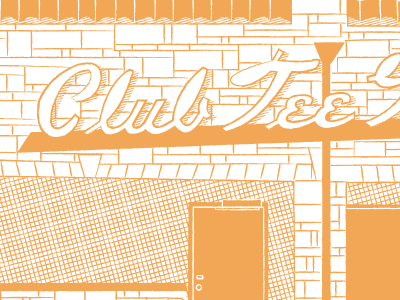 Club Tee Gee bar building graphic illustration vector vintage