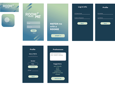 RoomMe App UX Design adobeillustrator education app gradient design hackathon2019 ucdavis uidesign uxdesign