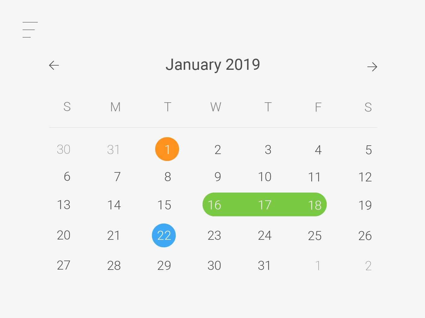 Minimal Calendar UI by Matt Murphy on Dribbble