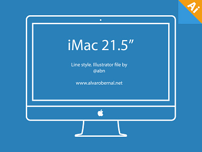 iMac 21.5" line style, free Illustrator file (.ai)