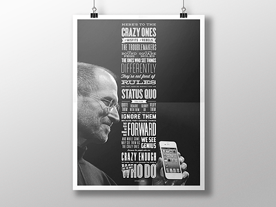 Steve Jobs, "Think Different" poster (PDF & Illustrator freebie) ai apple digital art freebie illustrator jobs poster print retro steve jobs think different typography