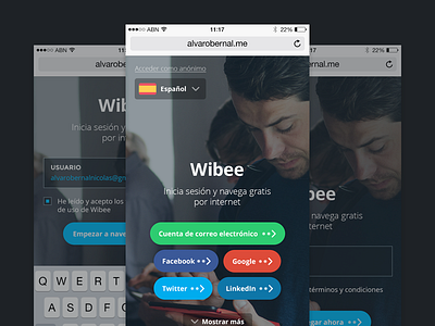 Wibee (web) – login through iOS buttons dark background google fonts ios iphone iphone 6 login mobile web open sans safari web web mobile