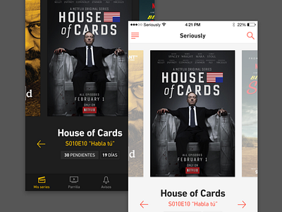 Seriously – TV shows tracking app concept app house of cards ios iphone netflix tv shows