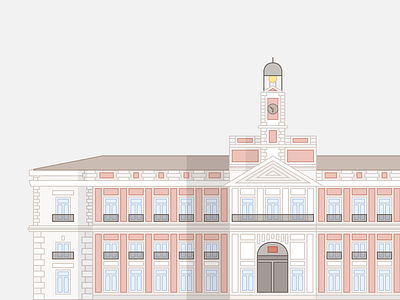 Puerta del Sol, Madrid buildings capital of spain españa flat flat design illustration madrid puerta del sol spain