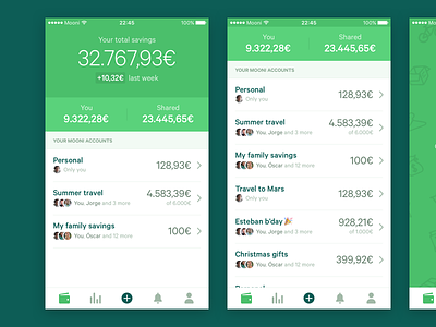 Mooni – Accounts summary bank bank account bank accounts dollars euros fintech ios iphone money mooni save money savings