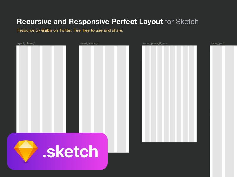 Recursive and Responsive Perfect Layout for Sketch ipad iphone 8 plus iphone 8 iphone x responsive web columns grid layout freebie sketch resource