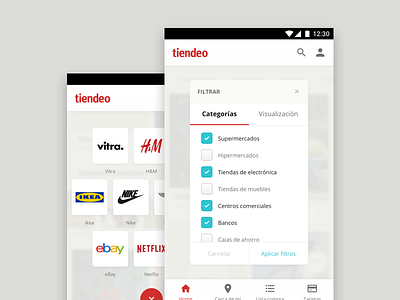 Tiendeo for Android, filters and categories