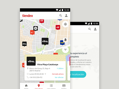 Tiendeo for Android, map and discover android design system freelance guidelines mobile project retail shop spain styleguide tiendeo visual guidelines