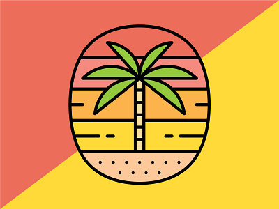 Oasis in Color badge beach desert lineart monoline palm palm springs palmtree sand sunrise sunset