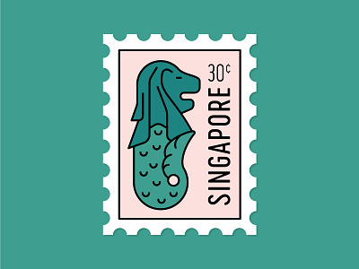 Dosage of Postage No. 2 asia dosage of postage fish lion merlion post singapore stamp tropical