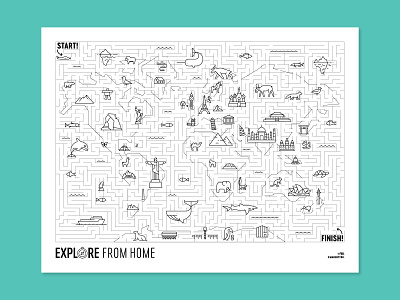 World Map Maze compass design explore explore from home free home icon illustration line line art map maze monoline printable stay home world