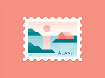 Dosage of Postage No. 6 aland archipelago cabin dosage of postage illustration islands nordic ocean post postage reflection sea stamp stamp design sun