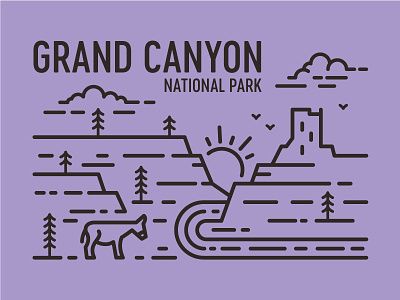 Grand Canyon burro grand canyon line art national park pine river tree watch tower