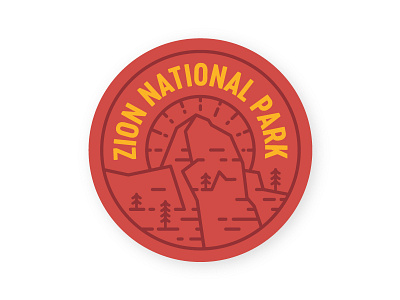 Zion Badge badge great white throne line art national park pine red rock zion