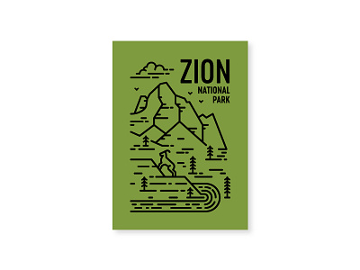 Zion National Park bighorn sheep line art national park postcard southwest the watchman utah zion