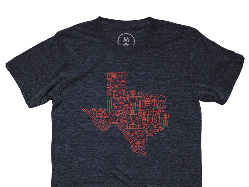 Map of texas tri blend men tee vintage navy