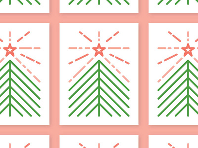 Line Tree card christmas line monoline pine star tree
