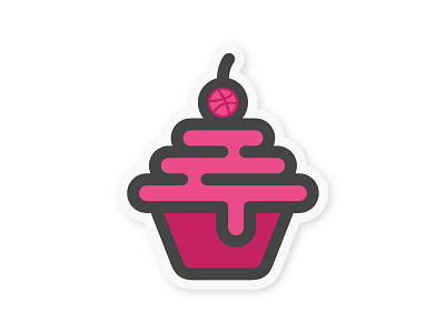 Dribbble Cupcake cherry cupcake dribbble frosting sticker sticker mule