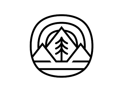Fell Badge badge fell logo monoline mountains nature patch pine squircle tree