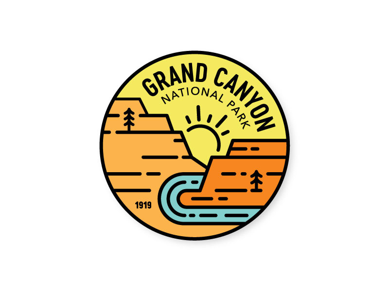 Grand Canyon Badge southwest arizona monoline line circle badge national park grand canyon