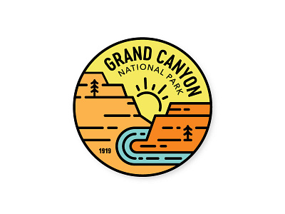 Grand Canyon Badge arizona badge circle grand canyon line monoline national park southwest