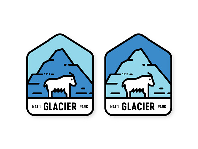 Glacier Badge badge bearhat blue sky glacier line monoline montana mountain mountain goat national park patch pin sticker