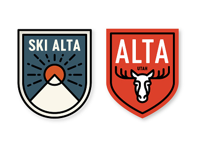 Alta Badges alta badge moose mountain salt lake city sketchpatch ski ski graphics ski resort sticker sun utah