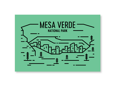 Mesa Verde ancestral pueblo cliff dwelling colorado mesa verde monoline national park postcard