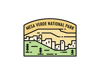 Mesa Verde Badge ancestral puebloan badge colorado line art mesa verde minimal national park patch ruin southwest sticker