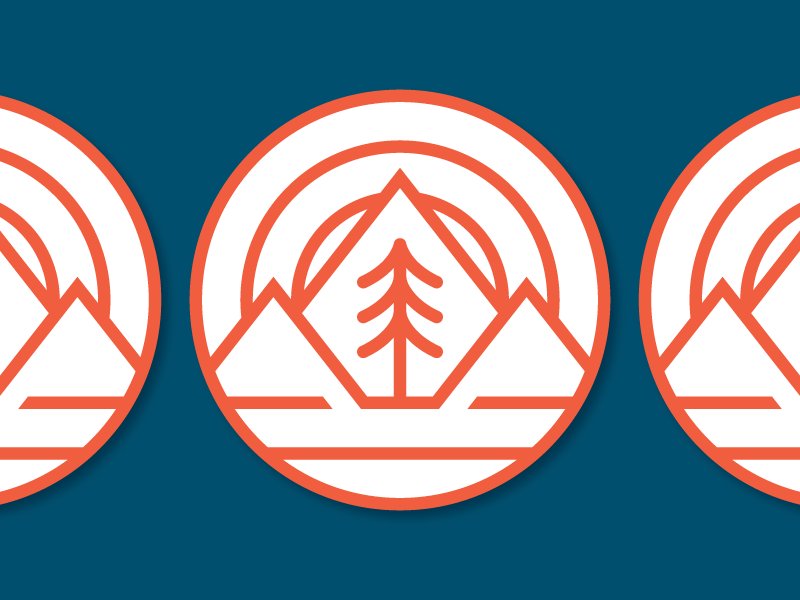 Fell Coasters logo badge monoline sun mountains tree pine stickermule coasters fell