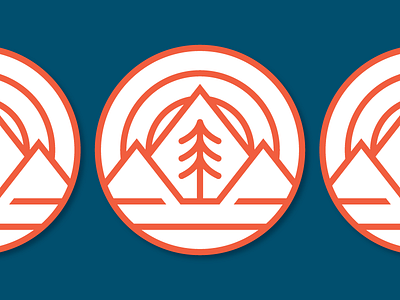 Fell Coasters badge coasters fell logo monoline mountains pine stickermule sun tree