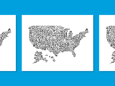 United States Icon Map 50 fell icon illustration line line art madebyfell map monoline states united states usa