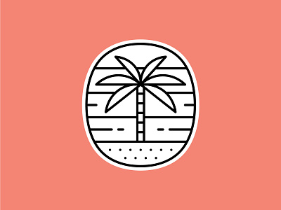 Oasis badge beach desert monoline oasis palm palm tree