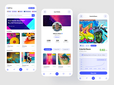 NFT.io | NFT Trading Marketplace aesthetic app design app interface best ui designers eye catching mobile mobile app ui mobile design new ui trends nft nft marketplace ui ux ux design