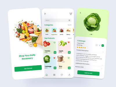 Grocery Mobile App app design card concept design e commerce food fruits grocery app grocery mobile app grocery store grocery store app m commerce market mobile app store ui ux vegetables