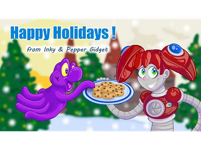 Happy Holidays! adobe android animate character character art cookies flash happy holidays illustration octopus robot vector winter