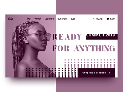 Summer Shop concept design desktop e comerce fashion header design minimal typography