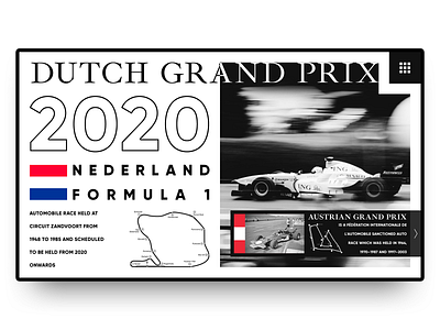 Formula 1 | Grand Prix 2020 branding clean concept design desktop fashion grid header design minimal typography ui