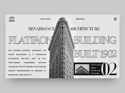 Flatiron Building branding clean concept design desktop grid header design minimal re design typography ui web