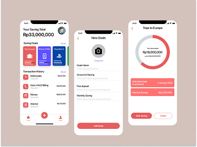 [Exploration] Money Saving Goals Apps app appdesign appdesigner dailyui figma ios ios app design ui ui ux uidesign uidesinger ux