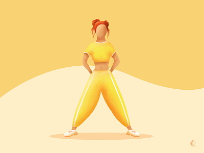 Sport brush character characterdesign design drawing flat flat design girl illustration orange photoshop sport texture women yellow