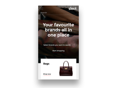 Slect mobile homepage concept bag concept grey mobile red shopping white