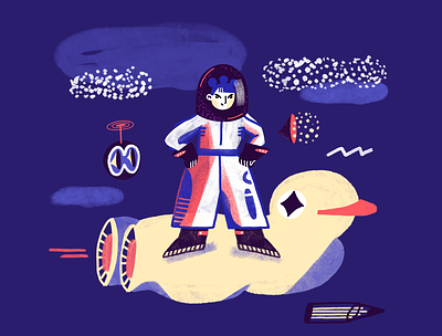 Space girl characterdesign color digitalillustration duck fantastic future girl illustration space spaceship traveling web